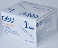 1 мл трехкомпонентный шприц Pakro инсулиновый U100 , с иглой 0,3х13, 100 шт купить в Грозном