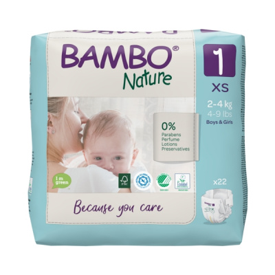 Эко-подгузники Bambo Nature 1 (2-4 кг), 22 шт купить оптом в Грозном